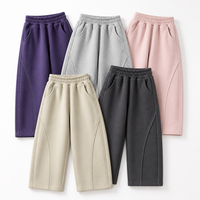 Pantalones Deportivos Anchos para Niños, Cintura Alta, 69% Algodón, Tejido Grueso, Costura Curva, Ropa de Estar por Casa para Niñas y Niños de 4 a 14 Años, Personalizado OEM