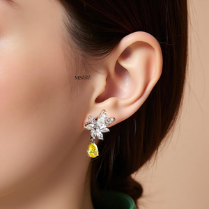 Pendientes de mujer MSE-800, joyería de oro de 18k, color elegante, forma de pera y diamantes cultivados en laboratorio con corte marquesa. - Product Image 6
