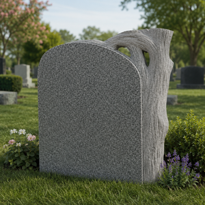Stèle funéraire en granit gris de Chine avec sculpture de rose, style européen traditionnel pour cimetière - Product Image 1