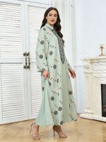 Abaya musulmane de luxe 2026 de Dubaï avec broderie florale multicolore - Robe longue à col en V et manches, tenue islamique élégante et ajustée