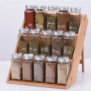 <b>Kitchen</b> Organizer Three-tier Spice Jars <b>Storage</b> Bamboo Spice Rack - Product Image 5
