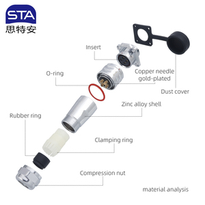 Sf16 IP67 không thấm nước Nam Nữ cắm Bảng điều khiển Vuông Gắn Ổ cắm điện 2 3 4 5 6 7 9 chân kết nối cáp đẩy tròn - Product Image 4