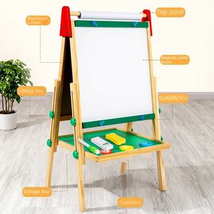 儿童大型木质双面磁性粉笔和书写DIY画板，带二合一升降画架（51.3x36x108厘米） - Product Image 3