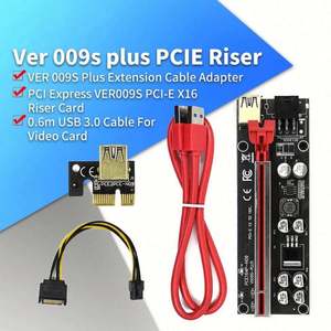 สายต่อขยาย PCIE <span class=keywords><strong>Riser</strong></span> VER 009S <span class=keywords><strong>Plus</strong></span> อะแดปเตอร์ PCI Express <span class=keywords><strong>VER009S</strong></span> PCI-E X16 <span class=keywords><strong>Riser</strong></span> Card สาย USB 3.0 ยาว 0.6 เมตร สำหรับการ์ดแสดงผล ใหม่ - Product Image 2