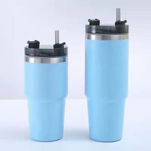 Mug de voyage isotherme 20oz 30oz pour voiture, double paroi sous vide avec couvercle, paille et base antidérapante, chaud et froid - Product Image 4
