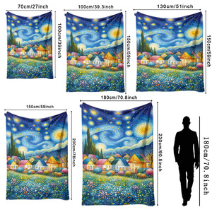 Couverture en flanelle motif tournesols et nuit étoilée, couverture de sieste, lavable en machine, résistante à la décoloration, pour la chaleur hivernale, impression personnalisée - Product Image 6