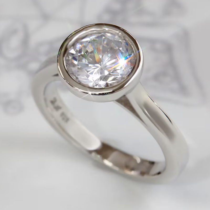 4 6mm Emerald Gold Moissanite Rings