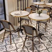 Ensemble de salle à manger en ardoise de style français vintage, mobilier commercial moderne et simple pour l'extérieur, idéal pour les projets d'hôtels, cafés, restaurants et terrasses.