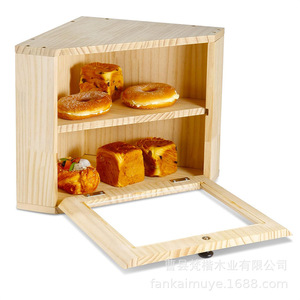 Boîte à pain en bois à double couche avec porte en acrylique pour le rangement du pain et des pâtisseries sur le comptoir de cuisine - Product Image 5