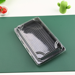 Caixa de Sushi Plástica para Viagem Retangular Descartável Tray de Sushi de Plástico PS Tray de Sushi Japonês Preto com Tampa Transparente - Product Image 3