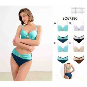 Costume da bagno bikini push-up da donna due pezzi per l'estate, top imbottito con allacciatura all'americana e slip a vita alta, taglie S-2XL, all'ingrosso SQ67390 - Product Image 1