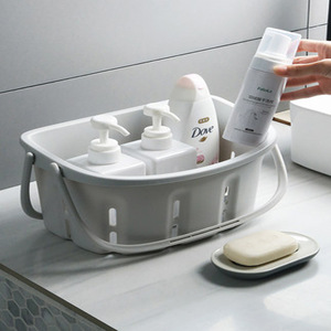 Portable Shower <b>Basket</b> <b>Plastic</b> Wall Mounted Toiletries Storage <b>Basket</b> White Rectangle Dormitory Bathroom Use - Product Image 3