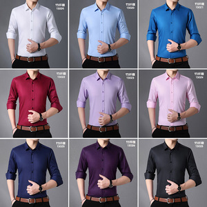 Camicia in fibra di bambù camicia a maniche lunghe tinta unita elastico non stiratura <span class=keywords><strong>professionale</strong></span> camicia monopetto - Product Image 4