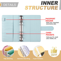 PU Leder A6 Ring Binder Notebook Macaron Herz Design Planer Geld Organizer Binder Umschläge Budget Binder Set