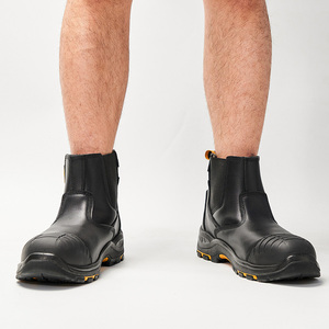 Botas de Seguridad L608 OEM ODM Impermeables de Cuero de Grano Completo, Color Negro, con Puntera de Material Compuesto, Corte Medio, Sin Metal, Botas de Trabajo Chelsea para Minería - Product Image 6