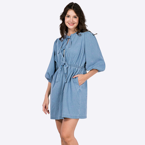 Robe d'été décontractée en denim imprimée personnalisée pour femmes, fabricant pour femmes - Product Image 5