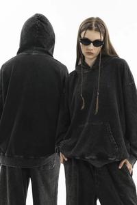 350 grammo 100% cotone Unisex <span class=keywords><strong>felpe</strong></span> acido lavaggio <span class=keywords><strong>con</strong></span> <span class=keywords><strong>cappuccio</strong></span> <span class=keywords><strong>felpe</strong></span> <span class=keywords><strong>Vintage</strong></span> stringa meno Oversize Top dei pesi massimi - Product Image 2