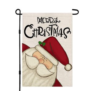 Drapeau de jardin personnalisé 12x18 pouces en toile de jute et polyester, bannière de Noël Père Noël pour extérieur, festival, maison, fête, vente en gros - Product Image 1