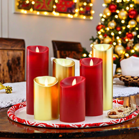 Set Lilin Pilar LED Parafin Ramah Lingkungan 3 Buah dengan Nyala Api 3D dan Remote Control untuk Natal, Halloween & Pernikahan