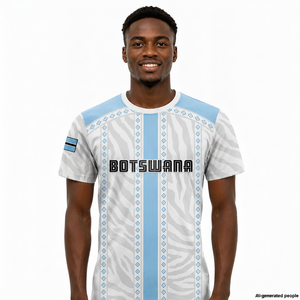 <span class=keywords><strong>T</strong></span>-shirt Personalizzata all'Ingrosso con Motivo Zebrato del Botswana, Maglietta da Uomo con Collo Tondo Personalizzabile - Product Image 1