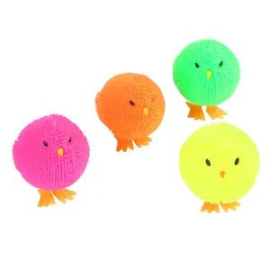 KEHUI Fidget Toy Factory Direct Sales Animals Toys Soft Light Up Mini Chick Squeezing Puffer Toy Ball For Kids
