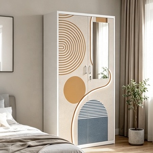 Armoires à portes battantes en acier, placards métalliques à motifs graphiques, meubles de rangement pour vêtements, armoire personnalisée pour chambre à coucher, fabrication chinoise - Product Image 1