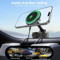 Soporte Magnético para Teléfono de Coche con Carga Inalámbrica de 25W, Soporte para Teléfono de Coche con Carga Rápida y Ventosa de Vacío, Compatible con iPhone