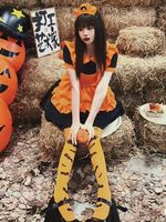 Robe de femme de chambre à la citrouille d'Halloween cosplay