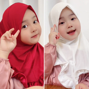 Venta al por mayor Malasia 5 a 12 años de edad Color sólido elástico Niña lista para usar <span class=keywords><strong>Hijab</strong></span> turbante volantes Tudung Instant Kid <span class=keywords><strong>Hijab</strong></span> - Product Image 5