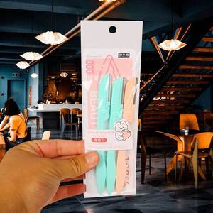 Caicheng Eyebrow Razor Set 3pcs Plastic Folding Safety Blade For Beginners <b>Makeup</b> Grooming <b>Tool</b> - Product Image 3