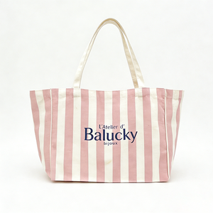 Factory Customizable Letter Pattern Women's Striped Embroidered Handle Canvas <b>Tote</b> <b>Bag</b> Lifestyle Heavy Cotton Shopping <b>Bag</b> - Product Image 1