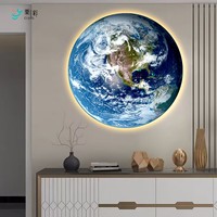 Lámpara de Pared LED Contemporánea de Resina con Diseño de Luna y Tierra para Pasillo, Entrada, Dormitorio, Cabecera, Decorativa