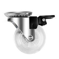 Roda Rem Putar Transparan 2 Inci 3 Inci 4 Inci 75mm PU/PVC untuk Kabinet Kontemporer, Kursi Kantor, Perabotan, Caster EFON EF968