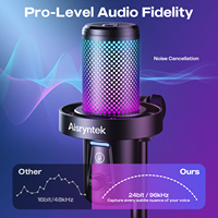 Micrófono de Condensador Cardioide USB Tipo-C Personalizado OEM para Juegos y Streaming, Cancelación de Ruido, Filtro Pop, Iluminación RGB, 40Hz-18kHz