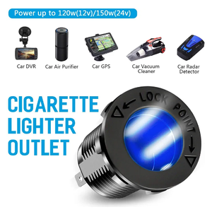 Prise allume-cigare étanche automobile 12V 24V avec lumière LED adaptée au camion ATV de mer de moto de bateau - Product Image 1