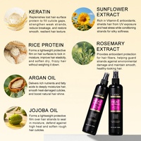Après-shampoing sans rinçage en gros sous marque privée, sans sulfate, parfumé, à la kératine et à l'huile d'argan, spray thermo-protecteur pour cheveux crépus, secs et ternis