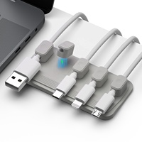 Vente chaude Silicone Câble Titulaire Magnetics Adhésif Bureau Cordon Fil Clips Organisateur OEM LOGO Magnétique Câble Gestion