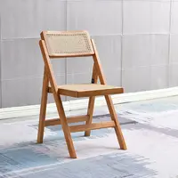 Обеденный стул из ротанга, скандинавский портативный деревянный складной стул
