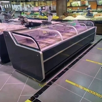Réfrigérateur de présentation ouvert pour supermarché, service libre, volailles, poisson, viande fraîche, charcuterie