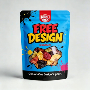 OEM Custom Matte Clear <b>Window</b> Aluminum <b>Foil</b> Zipper Stand Up Pouch for Sugar Snack Nuts Dried Fruit Packaging Retail Display - Product Image 3