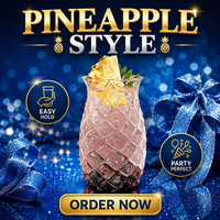 Verre à cocktail vintage en forme d'ananas, 480 ml, sans plomb, en verre borosilicate transparent de haute qualité, pour bar et usage domestique