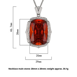 Collier pendentif en cuivre écologique anti-ternissement de haute qualité avec zircone cubique rouge taille coussin 20*28mm pour femme - Product Image 6