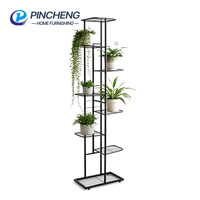 Support à plantes métallique étroit à niveaux décalés, étagère de présentation pour fleurs et plantes, support de sol pour pots de fleurs