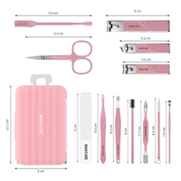 Kit de manucure professionnel 12-en-1 en forme de valise créative, outils de soin des ongles en acier inoxydable, poignée rétractable, étui rigide