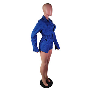 Tuta in Denim a manica lunga alla moda da <span class=keywords><strong>donna</strong></span> autunno inverno Casual pagliaccetto per ragazze carine da <span class=keywords><strong>donna</strong></span> un pezzo blu con pagliaccetto corto in <span class=keywords><strong>jeans</strong></span> - Product Image 2