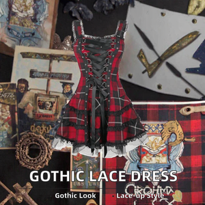 فستان Ecowalson القوطي الجديد بدون أكمام برباط متقاطع بخصر نحيف قصير للنساء لـ هالوين ورأس السنة، زي تنكري للأطفال لفيلم أو مسلسل تلفزيوني - Product Image 2