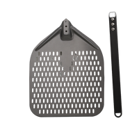 Pelle à pizza en aluminium anodisée 66cm avec poignée mentale courte détachable Pelle en aluminium perforée carrée de 12 pouces