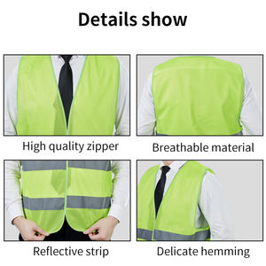 سترة أمان عاكسة عالية الوضوح قابلة للتخصيص مجانًا، ملابس واقية للعمل في البناء، زي عمل عاكس فلوري - Product Image 3