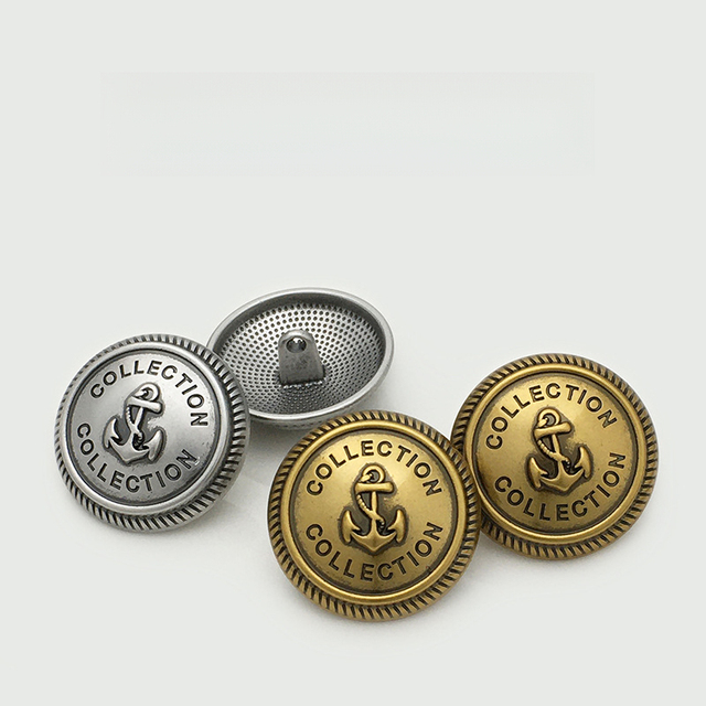 Letter Anchor Metal Button
