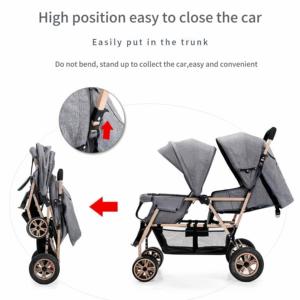 Poussette jumelle nouveau-né double <span class=keywords><strong>confort</strong></span> de voyage de haute qualité pour bébé et enfant en bas âge avec double siège - Product Image 5